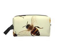 Honey Bee Trousse de maquillage avec poignée, légère et compacte pour maquillage, articles de toilette et gadgets, organiseur de maquillage pour voyage, école, travail, blanc, Taille unique, Trousse