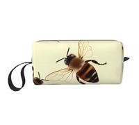 Honey Bee Trousse de maquillage imprimée avec poignée, léger et portable pour voyage, gym et utilisation quotidienne - Cadeau pour femmes et filles, blanc, Taille unique, Trousse de maquillage