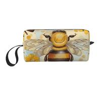 Honey Bee Trousse de maquillage imprimée avec poignée, léger et portable pour voyage, salle de sport et utilisation quotidienne - Cadeau pour femmes et filles, blanc, Taille unique, Trousse de