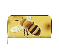 Honey Bee2 Portefeuille en cuir pour femme et fille, fermeture éclair sur le pourtour avec porte-cartes de crédit, sac à main de voyage imperméable