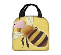 Honey Bee2 Sac à déjeuner isotherme réutilisable et portable avec poche avant pour voyage, pique-nique, bureau, travail
