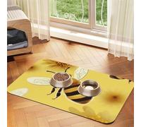 Honey Bee2 Tapis d'alimentation super absorbant pour chien - Tapis d'alimentation pour gamelles d'eau et de nourriture - Tapis antidérapant et imperméable pour sols - Séchage rapide - Pour chiens