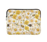 Honey Bees Housse de transport pour ordinateur portable de 33 à 35,6 cm Motif marguerites