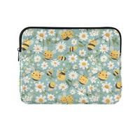 Honey Bees Sac à main souple pour ordinateur portable Motif marguerites 13" 14"