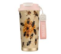 Honey Bees Tasse à café à double paroi en acier inoxydable 316, durable, isolée et élégante, adaptée pour les amateurs de café et de thé