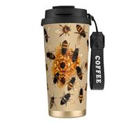 Honey Bees Tasse à café à double paroi en acier inoxydable 316, durable, isolée et élégante, adaptée pour les amateurs de café et de thé