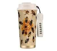 Honey Bees Tasse à café à double paroi en acier inoxydable 316, durable, isolée et élégante, adaptée pour les amateurs de café et de thé