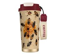 Honey Bees Tasse à café à double paroi en acier inoxydable 316, durable, isolée et élégante, adaptée pour les amateurs de café et de thé