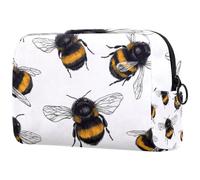 Honey Bees Trousse à cosmétiques pour femme, trousse de toilette de voyage, grande pochette de maquillage pratique avec fermeture éclair, multicolore, 18.5x7.5x13cm/7.3x3x5.1in, Trousse de toilette
