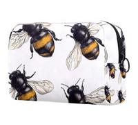 Honey Bees Trousse à cosmétiques pour femme, trousse de toilette de voyage, grande pochette de maquillage pratique avec fermeture éclair, multicolore, 18.5x7.5x13cm/7.3x3x5.1in, Trousse de toilette