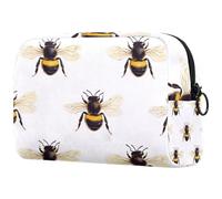 Honey Bees Trousse à cosmétiques pour femme, trousse de toilette de voyage, grande pochette de maquillage pratique avec fermeture éclair, multicolore, 18.5x7.5x13cm/7.3x3x5.1in, Trousse de toilette
