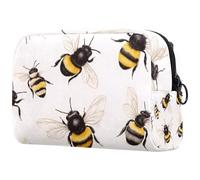 Honey Bees Trousse à cosmétiques pour femme, trousse de toilette de voyage, grande pochette de maquillage pratique avec fermeture éclair, multicolore, 18.5x7.5x13cm/7.3x3x5.1in, Trousse de toilette