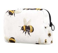 Honey Bees Trousse à cosmétiques pour femme, trousse de toilette de voyage, grande pochette de maquillage pratique avec fermeture éclair, multicolore, 18.5x7.5x13cm/7.3x3x5.1in, Trousse de toilette