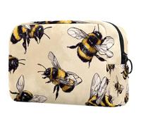 Honey Bees Trousse à cosmétiques pour femme, trousse de toilette de voyage, grande pochette de maquillage pratique avec fermeture éclair, multicolore, 18.5x7.5x13cm/7.3x3x5.1in, Trousse de toilette