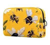 Honey Bees Trousse de toilette de voyage avec fermeture éclair Motif marguerites blanches, multicolore, 18.5x7.5x13cm/7.3x3x5.1in, Trousse de toilette
