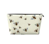Honey Bees Trousse de toilette de voyage en cuir PVC avec fermetures éclair dorées, organiseur étanche pour maquillage, articles de toilette et essentiels, Argenté., One Size, Trousse de maquillage