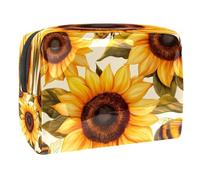 Honey Bees Trousse de toilette en PVC avec fermeture éclair pour femme Motif tournesols, multicolore, 18.5x7.5x13cm/7.3x3x5.1in, Trousse de toilette