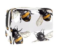 Honey Bees Trousse de toilette pour femme en PVC avec fermeture éclair, multicolore, 18.5x7.5x13cm/7.3x3x5.1in, Trousse de toilette