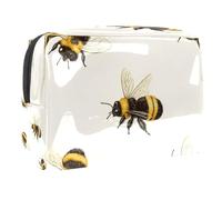 Honey Bees Trousse de toilette pour femme en PVC avec fermeture éclair, multicolore, 18.5x7.5x13cm/7.3x3x5.1in, Trousse de toilette