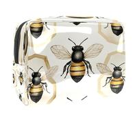 Honey Bees Trousse de toilette pour femme en PVC avec fermeture éclair, multicolore, 18.5x7.5x13cm/7.3x3x5.1in, Trousse de toilette