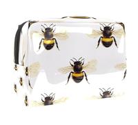 Honey Bees Trousse de toilette pour femme en PVC avec fermeture éclair, multicolore, 18.5x7.5x13cm/7.3x3x5.1in, Trousse de toilette