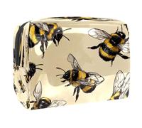 Honey Bees Trousse de toilette pour femme en PVC avec fermeture éclair, multicolore, 18.5x7.5x13cm/7.3x3x5.1in, Trousse de toilette