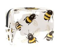 Honey Bees Trousse de toilette pour femme en PVC avec fermeture éclair, multicolore, 18.5x7.5x13cm/7.3x3x5.1in, Trousse de toilette