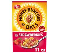 Honey Bunches of Oats Fraise, cœur sain, faible en gras, fabriqué avec des céréales à grains entiers, 325 ml