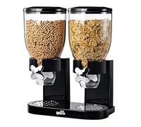 Honey Can Do 'Classic' Dry Food/Cereal Dispenser (Double, Black) Preserve Freshness, Control Portions, 22 x 36 x 42 cm
