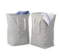 Honey Can Do HMP-09863 Lot de 2 paniers à linge pliables en tissu avec poignées Gris