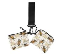 Honey Combs Bee Lot de 2 porte-cartes pour femme avec porte-clés