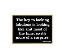 Honey Dew Gifts, Key to Looking Fabulous is Looking Shit Most of The Time, 6,3 x 8,9 cm, décorations de casier, aimants de réfrigérateur, aimants de réfrigérateur amusants, cuisine humoristique pour
