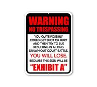 Honey Dew Gifts, Panneau d'avertissement en métal avec inscription « Warning No Trespassing You Quite Possibly Could Get Shot Or Hurt, 22,9 x 30,5 cm, Trespassers Will Be Shot »