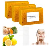 Honey Glow Lemon Kojic Acid Soap-Bar, Barres de savon au curcuma et au kojic for Face and Body, Skin Carefor All Skin Types (3)
