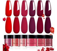 Honey Joy Lot de 6 boîtes de poudre de trempage fine rouge vin rouge grange foncé, pas besoin de durcissement à la lampe, comme un effet de vernis gel, finition uniforme et lisse (DP-A-6 pièces-10