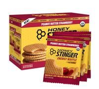 Honey Stinger Lot de 16 gaufres biologiques au beurre d'arachide et à la fraise, Stroopwafel énergétique pour l'exercice, l'endurance et la performance, nutrition sportive pour la maison et la salle