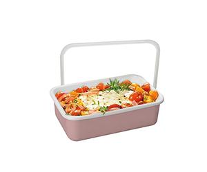 Honey Ware Color Line Boîte de conservation avec couvercle en émail rose - Taille M - 0,74 l - Résistant à la chaleur jusqu'à 400 °C - Convient pour tous les types de cuisinières, four et barbecue -
