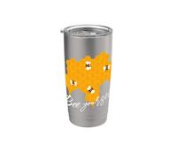 Honeybee Be Yourself Citation de ruche jaune Gobelet isotherme en acier inoxydable double paroi