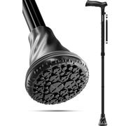 HoneyBull - Canne de Marche en Aluminium pour Hommes et Femmes Pliable Réglable Robuste jusqu'à 113 Kilos Tout Terrain Anti Dérapant Aide à la Mobilité pour Personnes âgées [Noire]