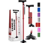 HoneyBull Canne de Marche Tripode en Aluminium pour Hommes et Femmes Pliable Réglable Robuste Tout Terrain Anti Dérapant, Aide à la Mobilité Personnes âgées (Rouge)