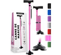 HoneyBull Canne de Marche Tripode en Aluminium pour Hommes et Femmes Pliable Réglable Robuste Tout Terrain Anti Dérapant, Aide à la Mobilité Personnes âgées (Rose)