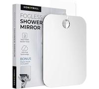 HONEYBULL Miroir de Salle de Bain Anti Buée - Miroir de Rasage pour Homme Femme avec Support Rasoirs (Moyen 15x20cm) Miroirs Maquillage sans Cadre avec Crochet Adhésif Accessoire Douche de Bain