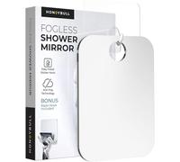 HONEYBULL Miroir de Salle de Bain Anti Buée - Miroir de Rasage pour Homme Femme avec Support Rasoirs Miroirs Maquillage sans Cadre avec Crochet Adhésif Accessoire Douche de Bain (Petit)