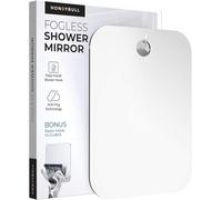 HONEYBULL Miroir de Salle de Bain Anti Buée - Miroir de Rasage pour Homme Femme avec Support Rasoirs Miroirs Maquillage sans Cadre avec Crochet Adhésif Accessoire Douche de Bain (Grand)