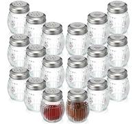 Honeydak Lot de 18 salières à fromage et poivrière en verre de 170 g avec couvercle perforé en acier inoxydable pour poivre, sel, sucre, cuisine