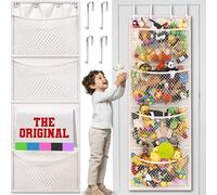 Honeyera The Original Sac de rangement pour animaux en peluche (brevet en attente de brevet) - Organiseur à suspendre sur porte pour les peluches, les accessoires de bébé, les jouets en peluche, hamac