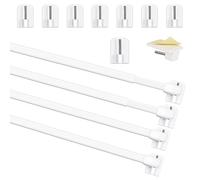 Honeyes Lot de 4 tringles à rideaux extensibles avec crochets autocollants pour fenêtre, cuisine, projets de bricolage (4 pièces, 40-70 cm)