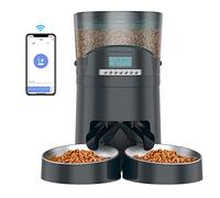 HoneyGuaridan Distributeur Croquettes Chat Automatique Double, 4.5L 2.4G WiFi Distributeur Croquettes Chat & Chien Connecté avec Application et Enregistrement Vocal, Programmable -1 à 6 Repas par Jour