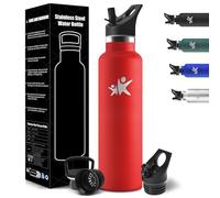 HoneyHolly Bouteille Isotherme 1L, étanche sans BPA, Gourde Isotherme, Double Paroi, Bouteille, 18/8 Acier Inoxydable, Gourde INOX, avec Paille, pour Sport, Randonnée, École, Bureau