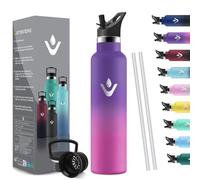 HoneyHolly Bouteille Isotherme 1L, étanche sans BPA, Gourde Isotherme, Double Paroi, Bouteille, 18/8 Acier Inoxydable, Gourde INOX, avec Paille, Termos pour Sport, Randonnée, École, Bureau